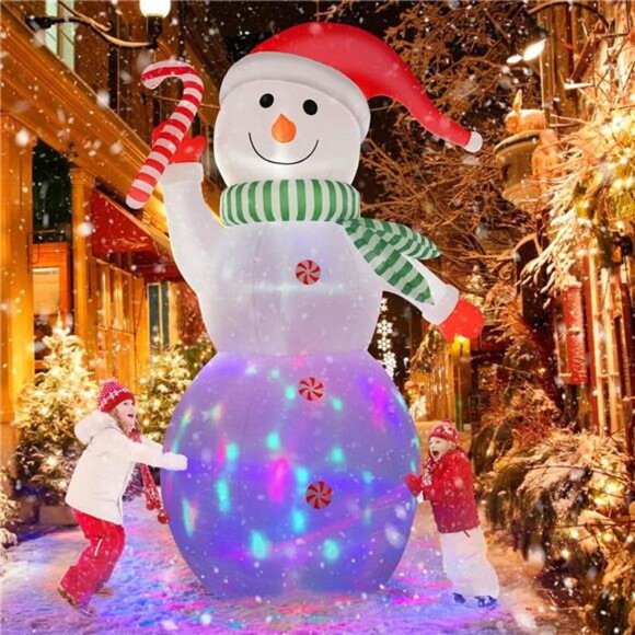 B&D 12FT Giant Christmas Inflatables Snowman Outdoor Decor, Christmas Blow Up